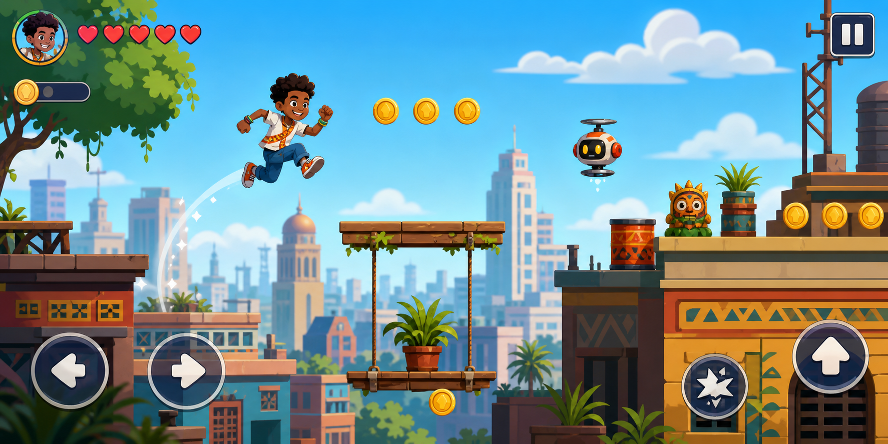 2D mobile platformer game screenshot concept